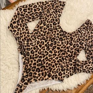 Cheetah print velvet body suit